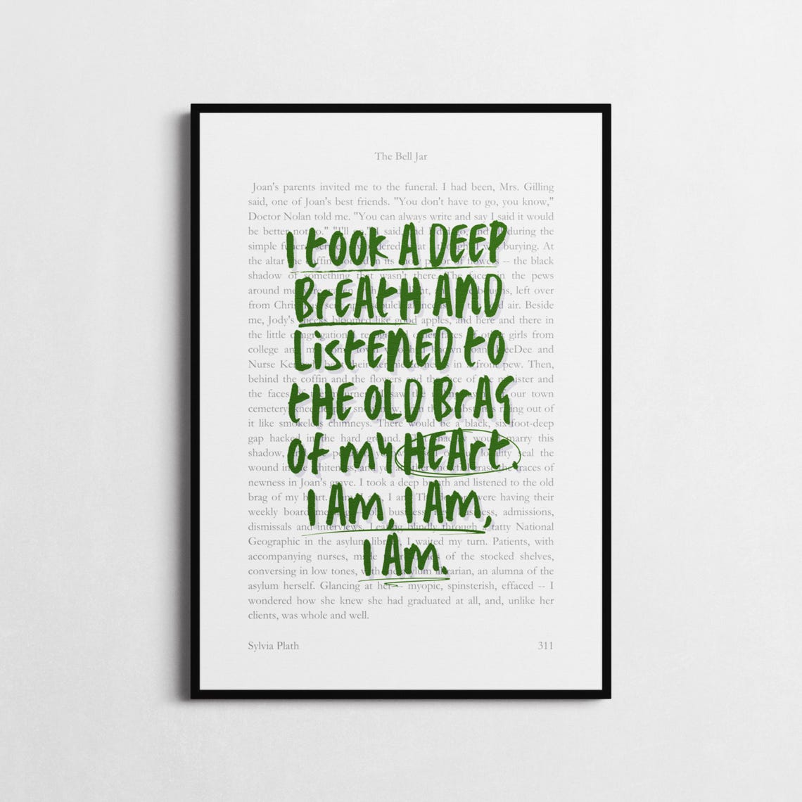Sylvia Plath I Am I Am I Am Bell Jar Quote Poster Book Page Design - Image 3