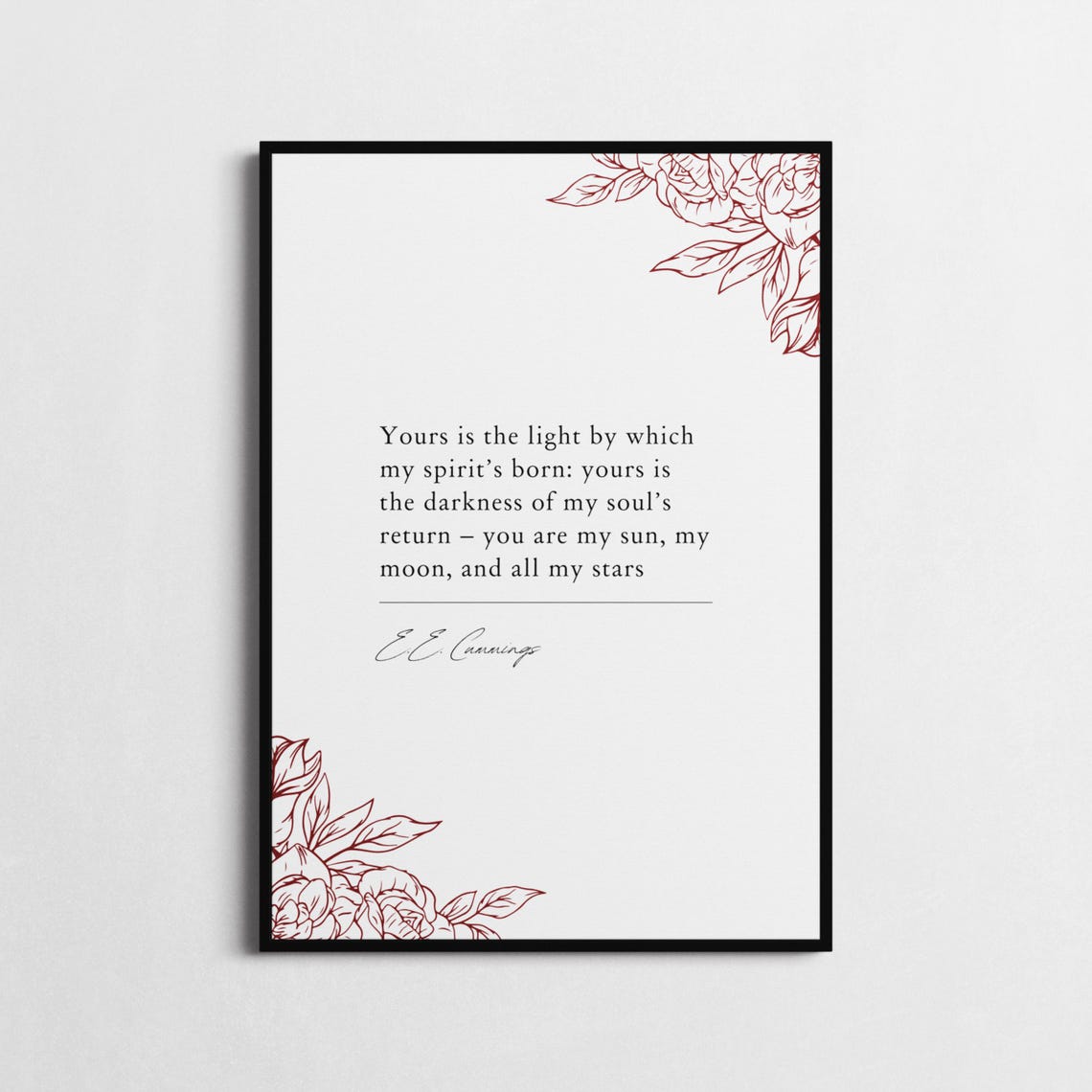 E.E. Cummings Sun Moon Stars Romantic Love Minimalist Quote Poster - Image 3