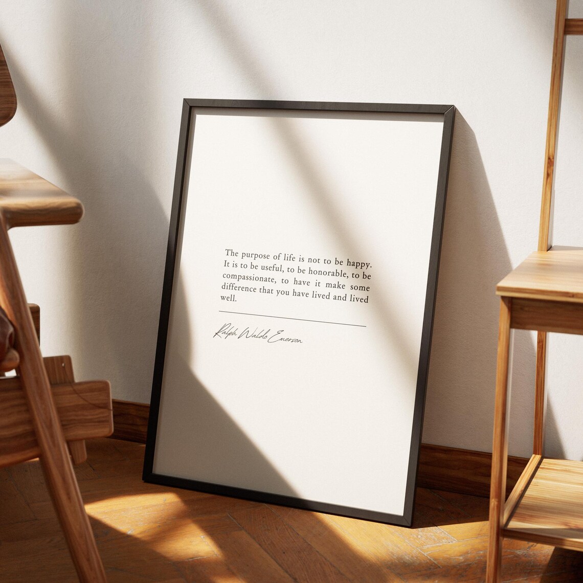 Ralph Waldo Emerson Purpose Of Life Floral Inspirational Quote Poster - Image 6