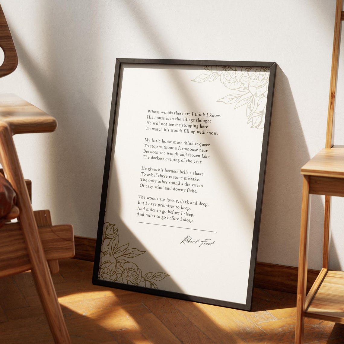 Robert Frost Stopping By Woods On Snowy Evening Minimalist Poem Poster - Image 5