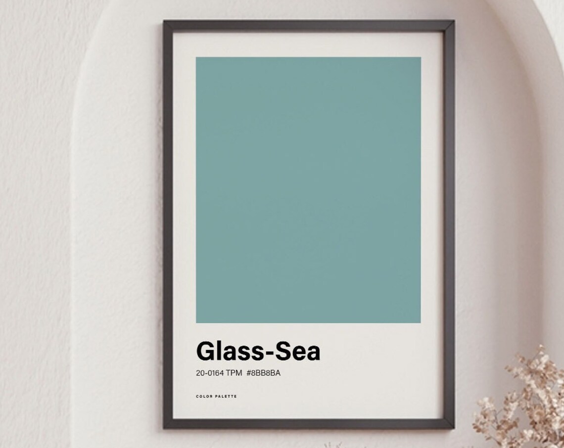 Glass Sea Color Palette Swatch Minimalist Sage Teal Coastal Wall Art Poster