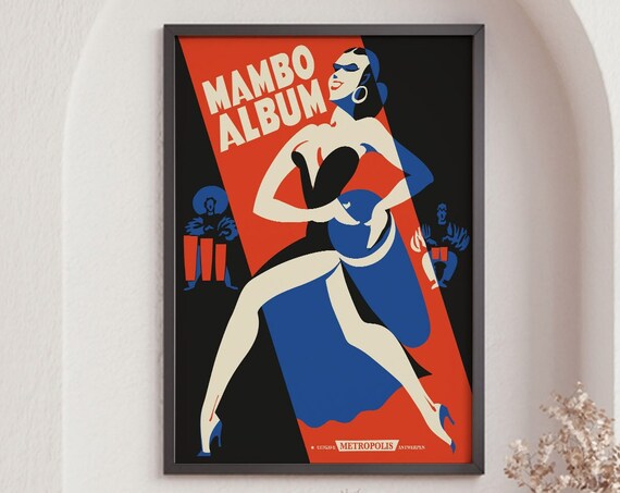 Mambo Album Vintage Poster Art Deco Dancer Drummers Metropolis Antwerp