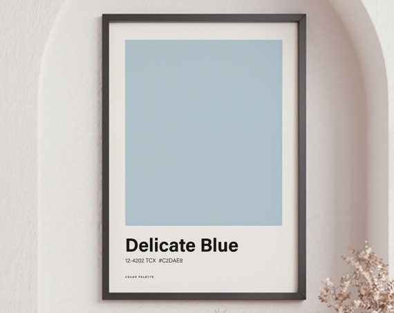 Delicate Blue Color Poster Print Great Color Scheme Minimalistic Design Trending Colour Print Nordic Poster Art