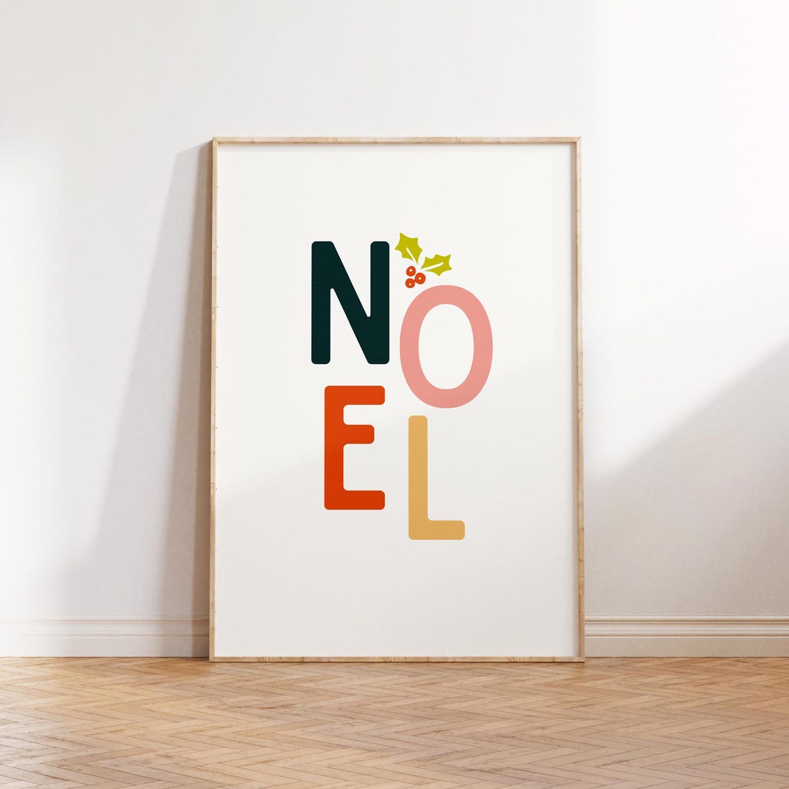 Colorful Noel Typography Christmas Holiday Decor Festive Art Poster