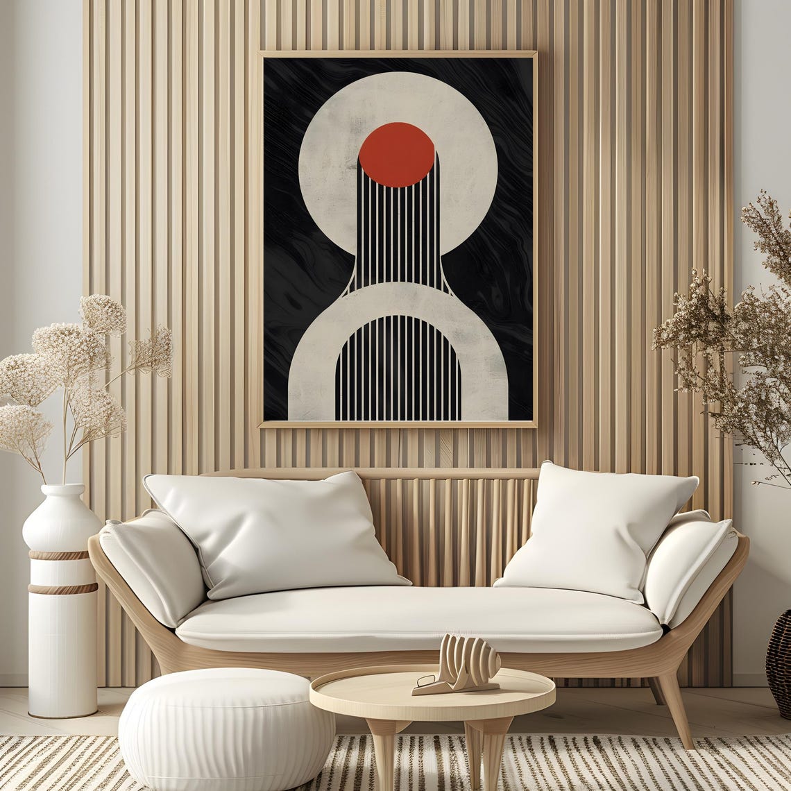 Mid Century Modern Wall Art Abstract Wall Decor Art Print Minimal Black And White Art Print Boho Art Neutral Geometric Shapes Wall Art - Image 3