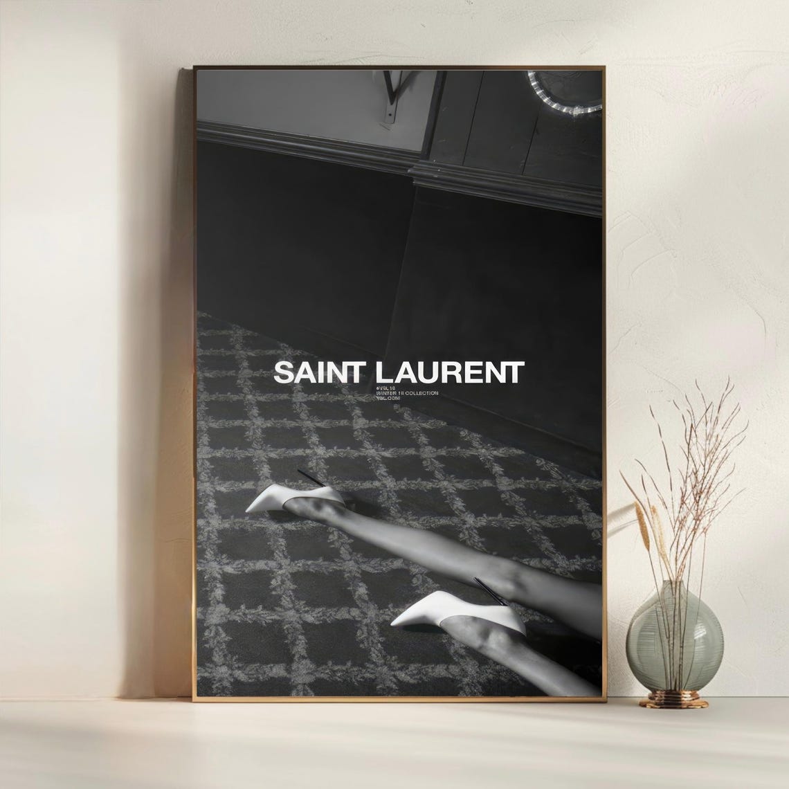 Saint Laurent Black And White White Heels Fashion Photography Poster - Image 3