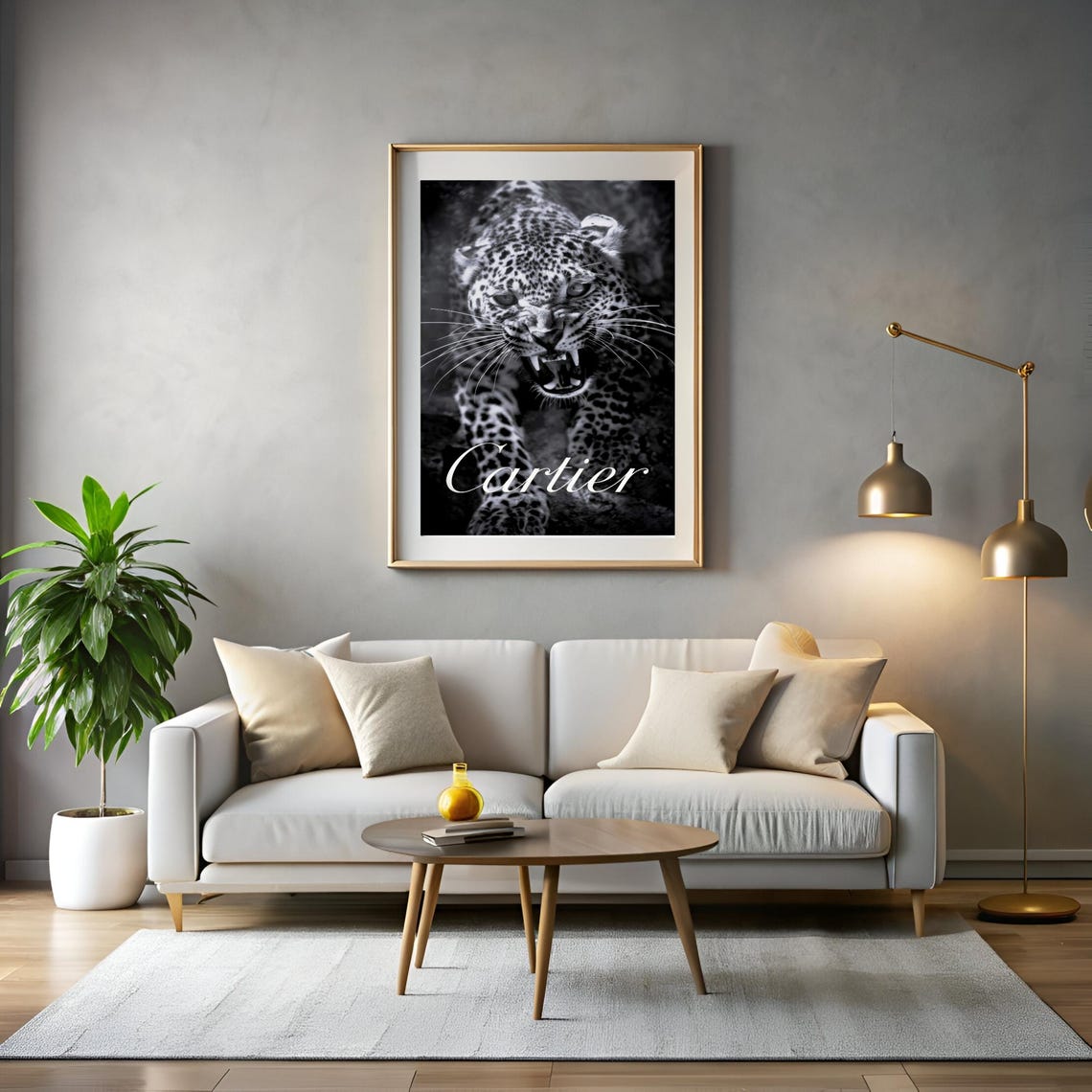 Cartier Black And White Leopard Snarl Close Up Luxury Poster - Image 2