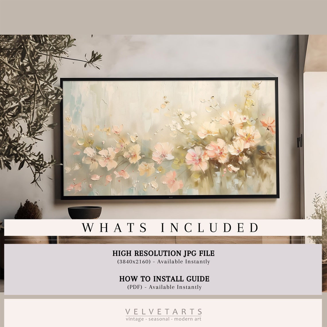 Spring Petals Pastel Wildflowers Soft Textured Floral Painting Poster - Image 4