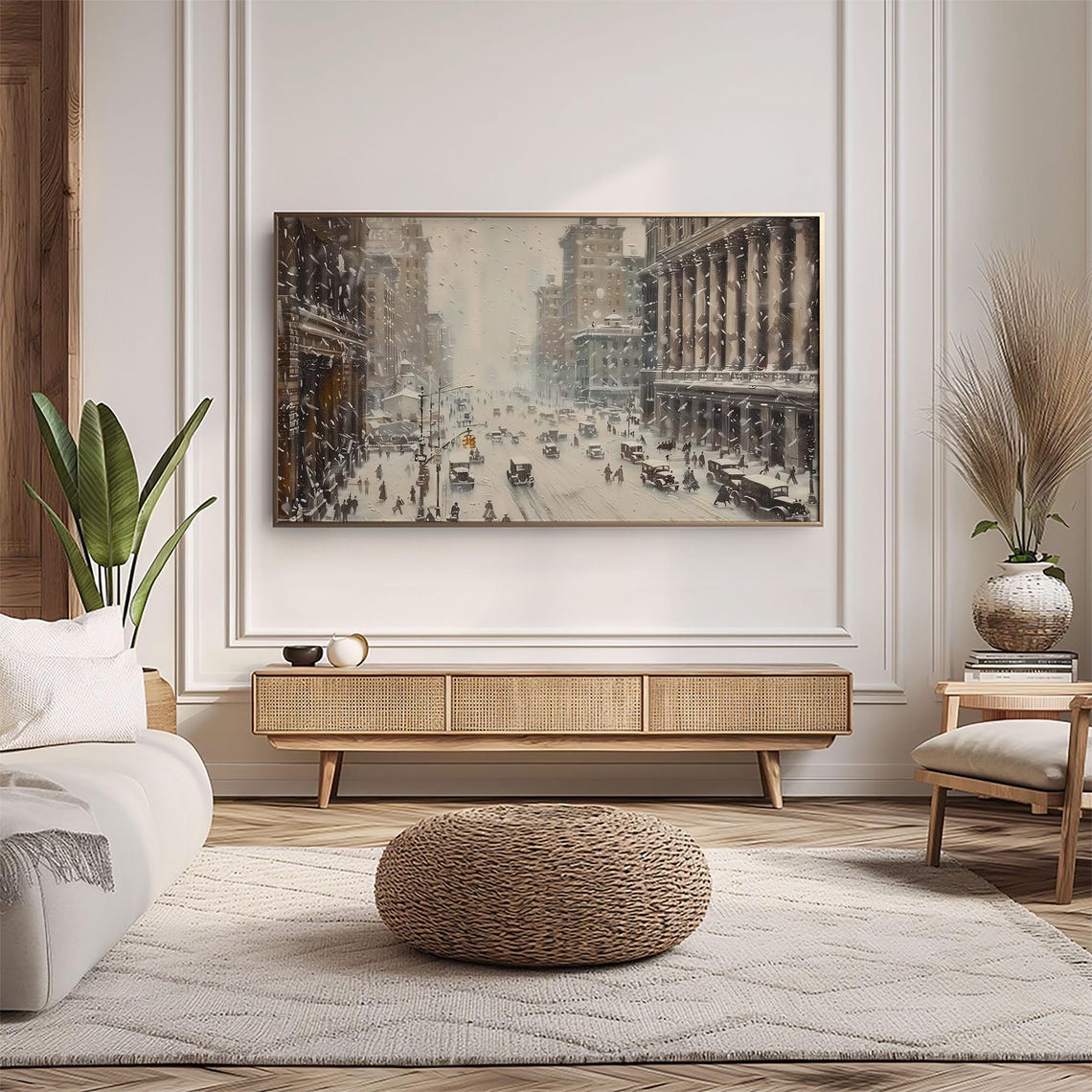 Frame Tv Art Vintage City In A Snowstorm Christmas Decor Winter Festive Painting Farmhouse Art Christmas Tv0176 - Image 4