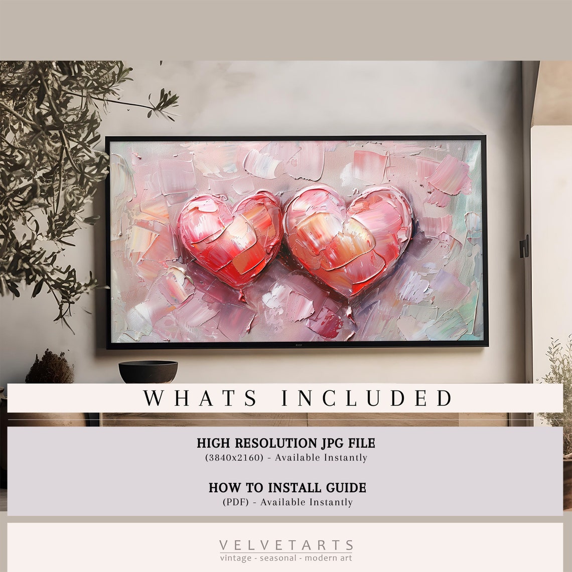 Frame Tv Art Valentines Day Art Bold Romance Abstract Textured Painting Spring Decor Tv0068 - Image 4