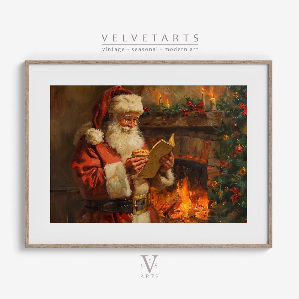 Santa Claus Reading a Letter by the Fireside Christmas Poster - Image 5