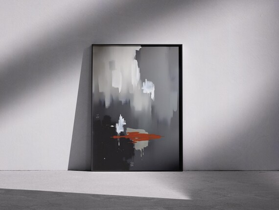 Terracotta Abstract Brushstroke Art Print Modern Minimalist Painting