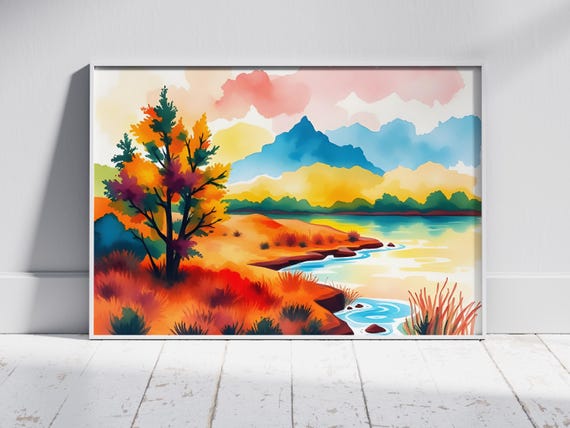Minimalist Splash Art Landscape Bright Abstract Wall