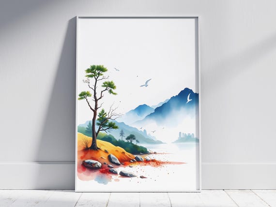 Minimalist Splash Art Landscape Bright Abstract Wall