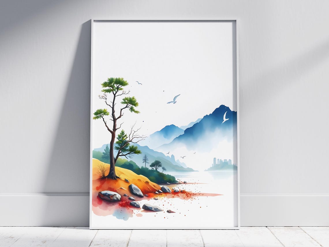 Minimalist Splash Art Landscape Bright Abstract Wall