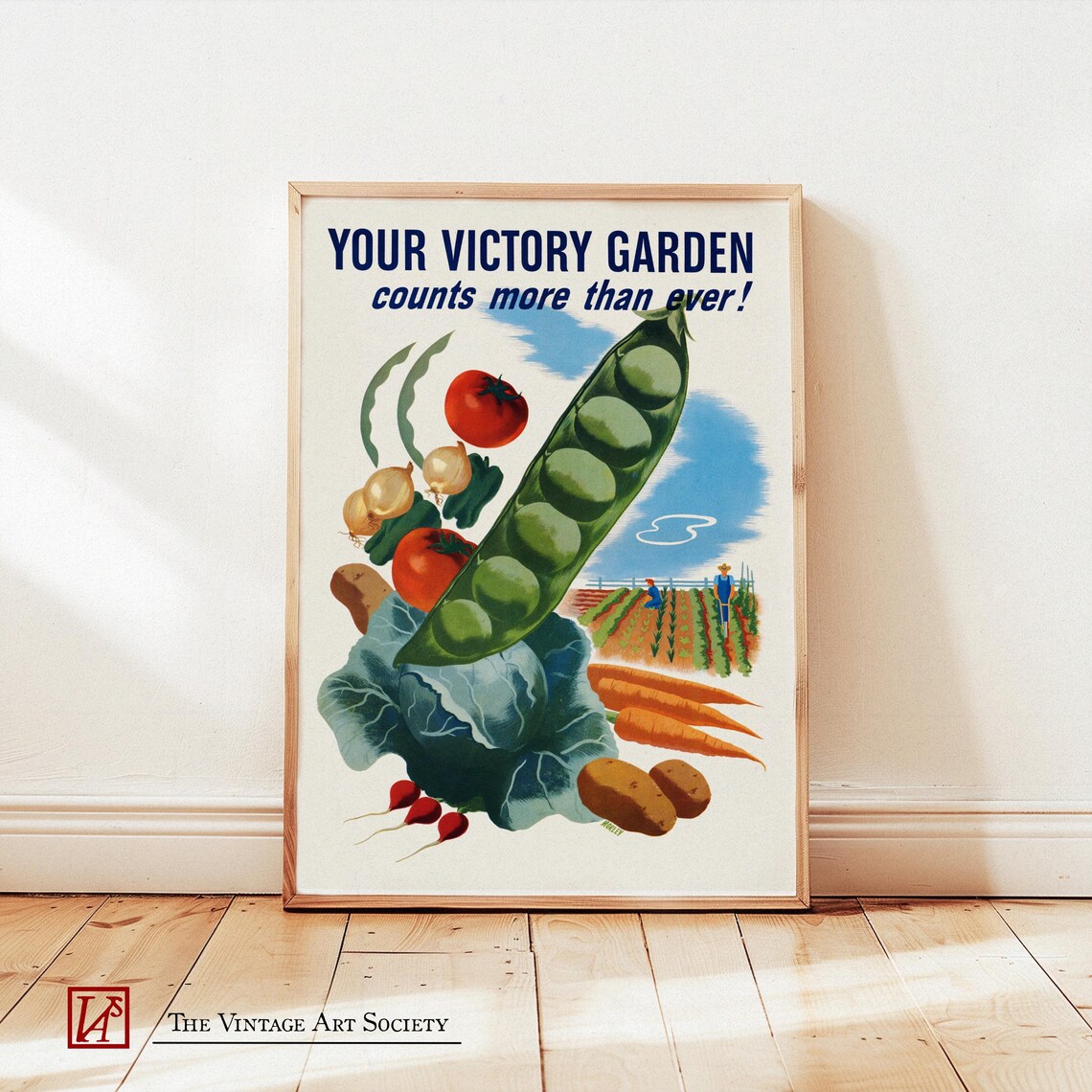 Vintage Victory Garden Poster, Wartime Era Retro
