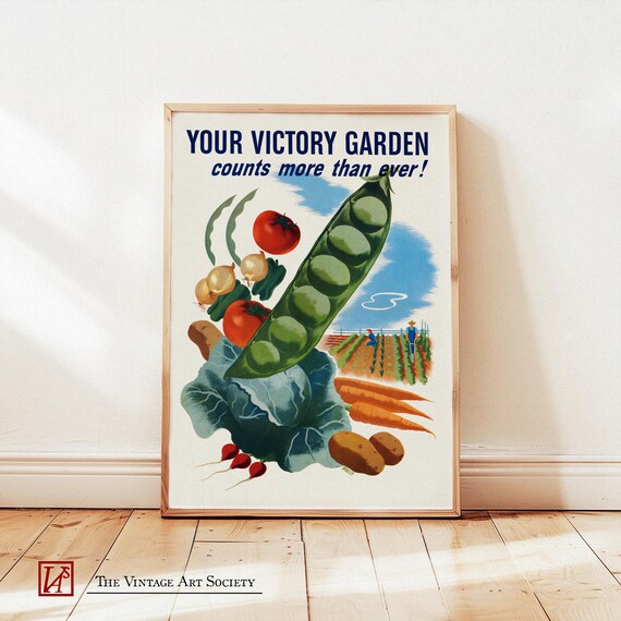 Vintage Victory Garden Poster, Wartime Retro Garden