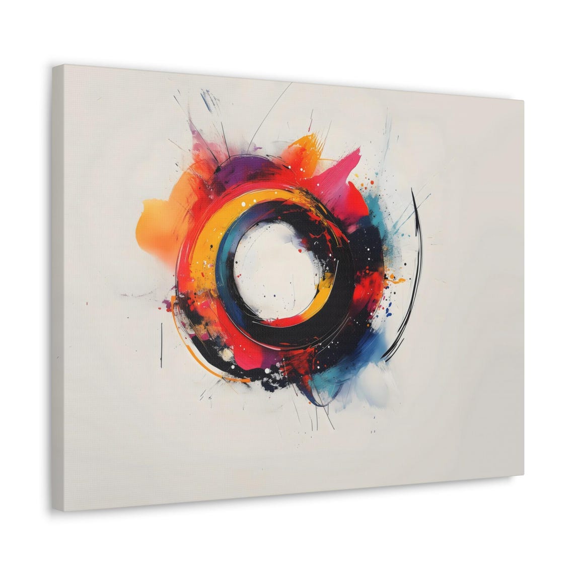Colorful Abstract Paint Circle Splash Ring Modern Cream Poster - Image 3