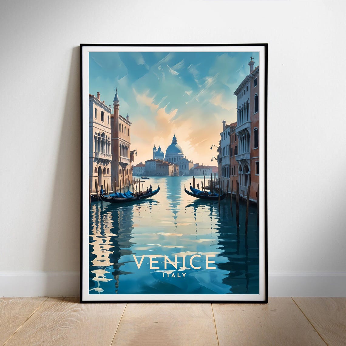 Venice Italy Grand Canal Gondolas Sunrise Vintage Travel Poster - Image 2