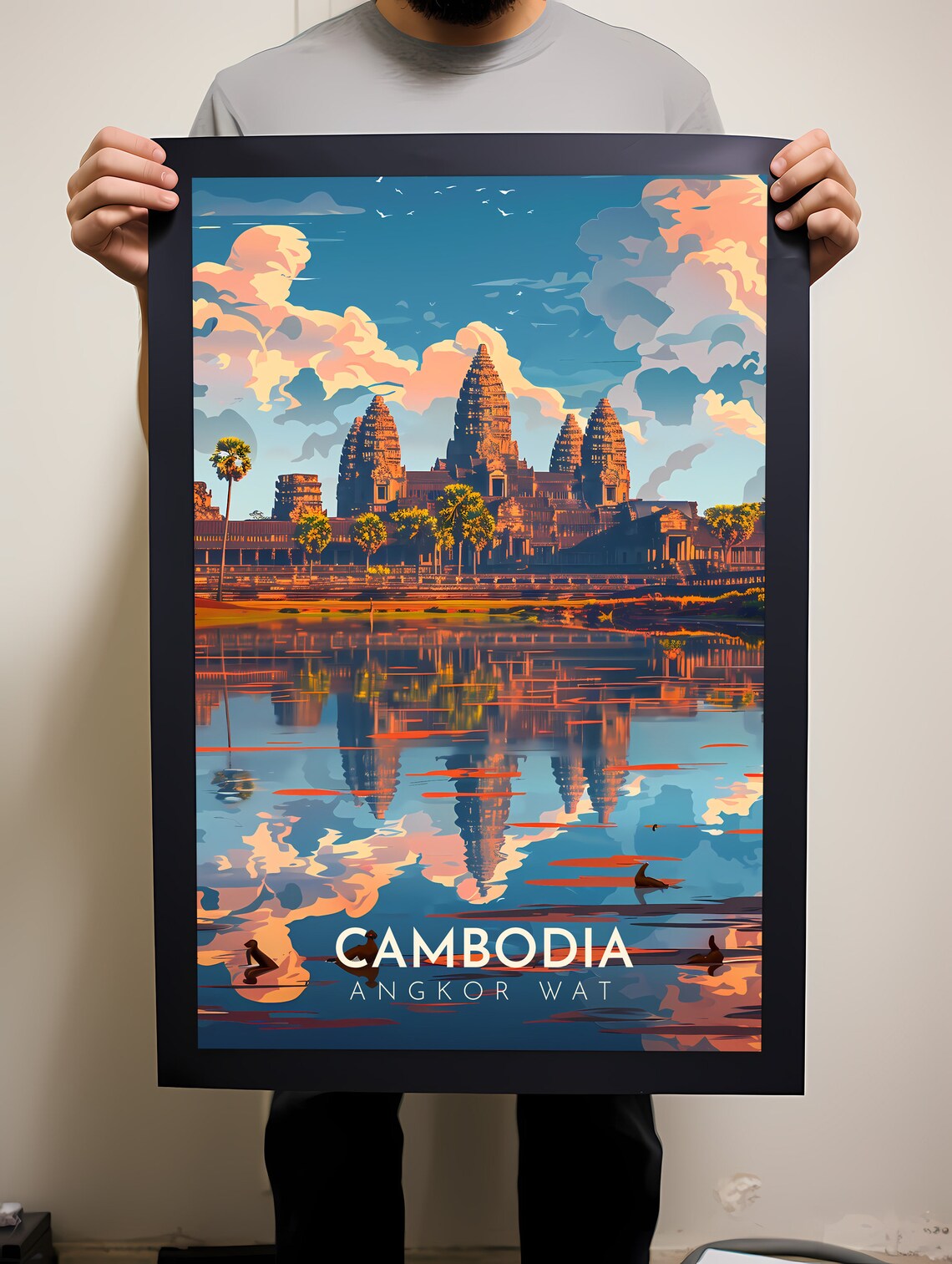 Cambodia Travel Poster, Angkor Wat Travel Poster