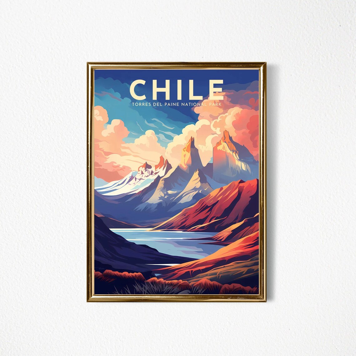 Chile Torres del Paine Granite Towers Patagonia Travel Poster