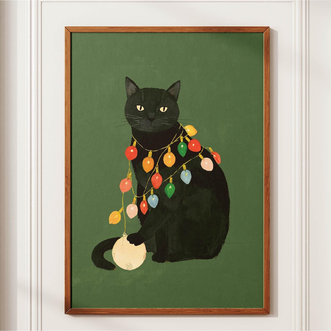 Black Cat Christmas, Cozy Holiday Poster
