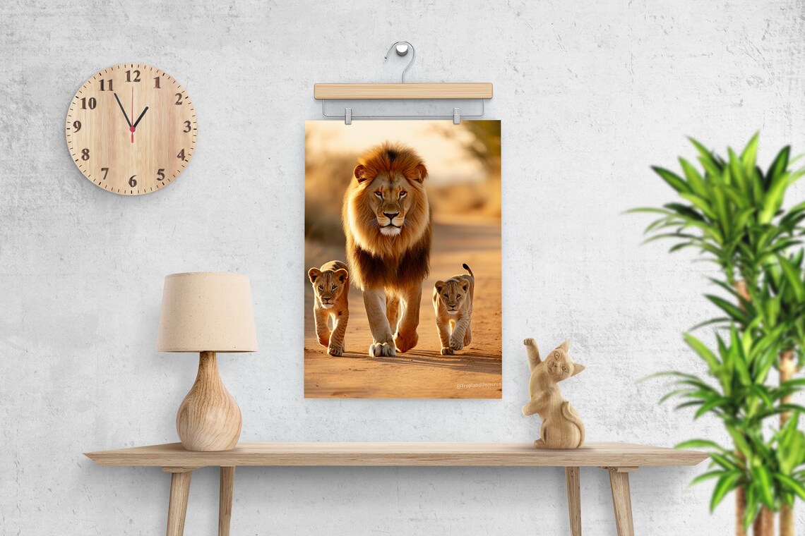 Lion Family Nursery Animal Poster, Modern Wall Art - Image 3
