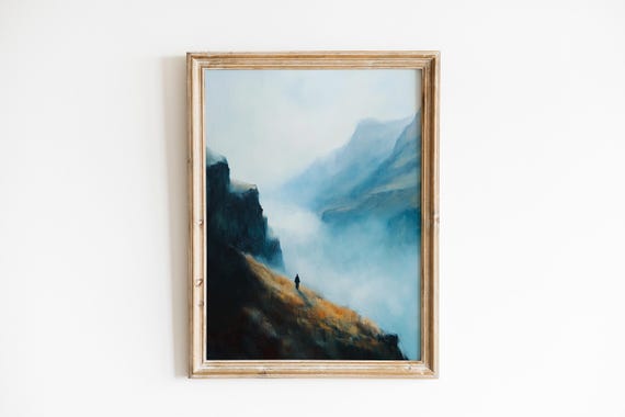 Moody Simien Mountain Misty Morning Fog Over Peaks Serene Landscape Art Dramatic Nature Wall Decor 683