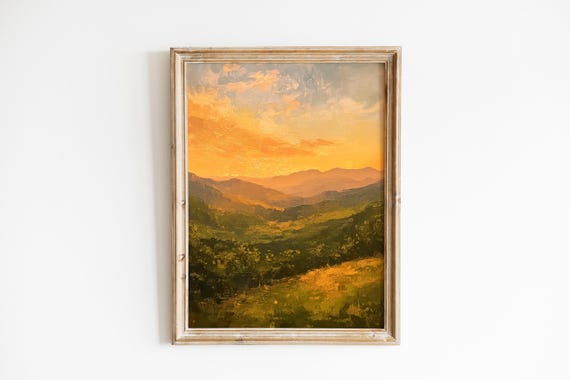Appalachian Sunrise Landscape Print Rustic Mountain Wall Art Warm Serene Decor Cozy Cabin Instant 308