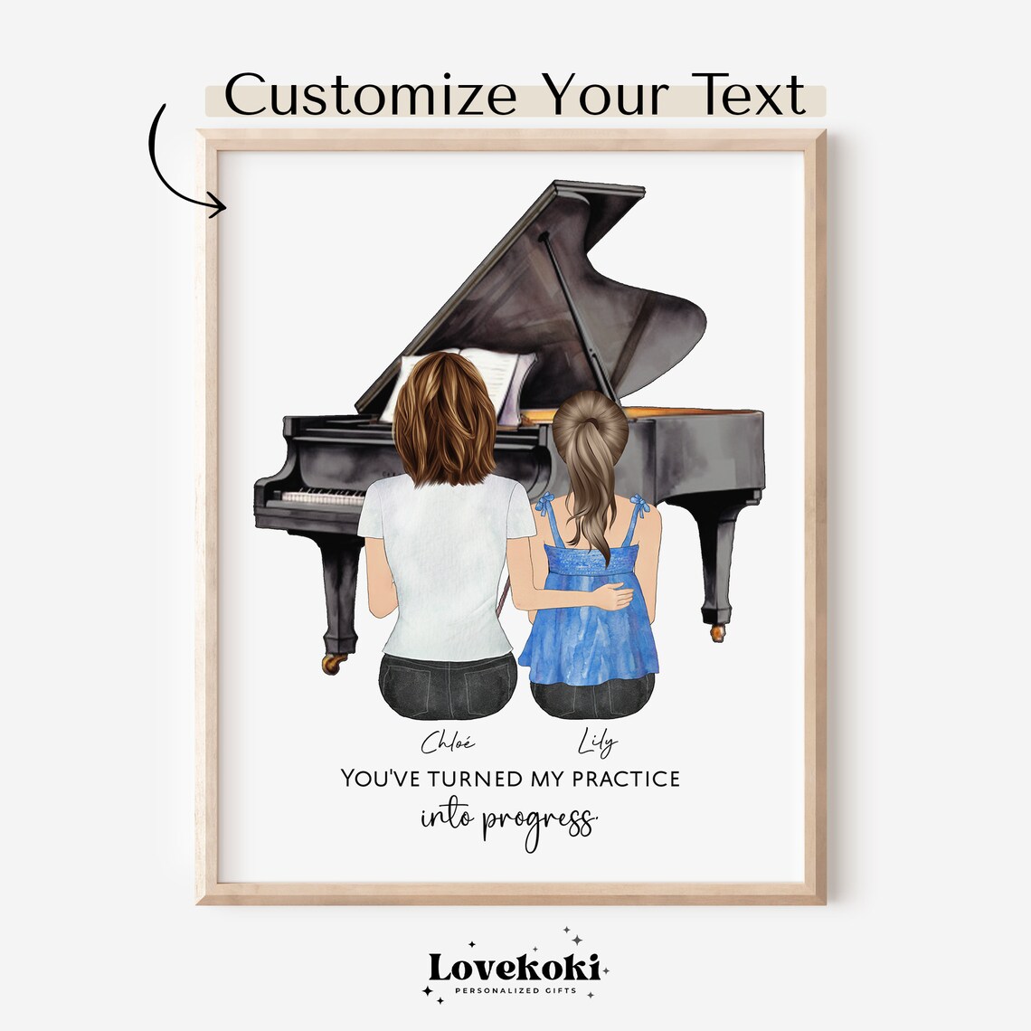 Personalized Piano Teacher Christmas Art Print