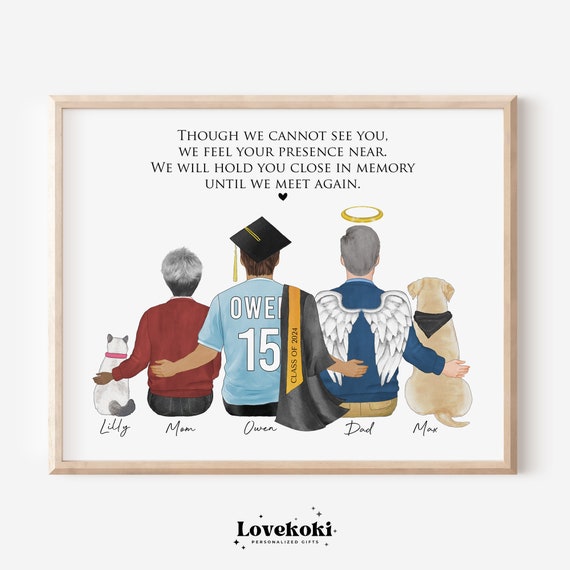 Custom Soccer Graduation Memorial Family With Pets Print Personalized College Graduation Angel Parents Remembrance Gift In Loving Memory