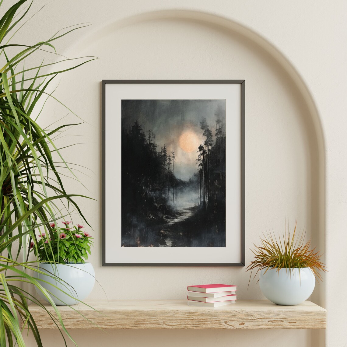 Dark Moon Vintage Gothic Art Print, Cottagecore - Image 2
