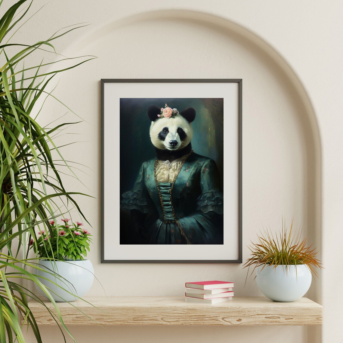 Victorian Panda, Moody Dark Academia Art Print - Image 2