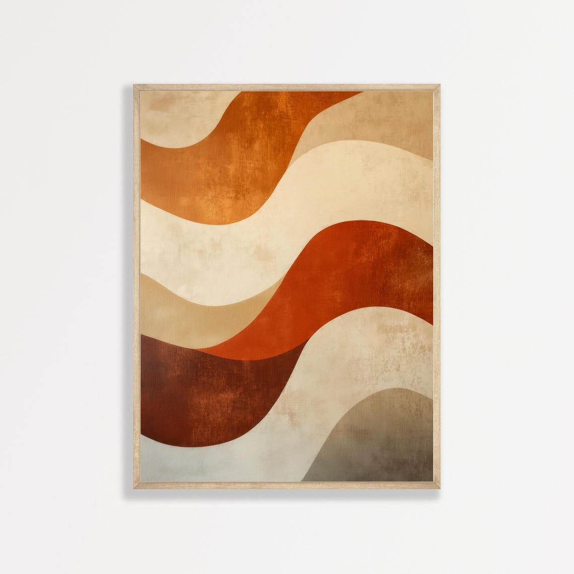 Terracotta Abstract Waves Rust Orange Beige Flowing Modern Poster