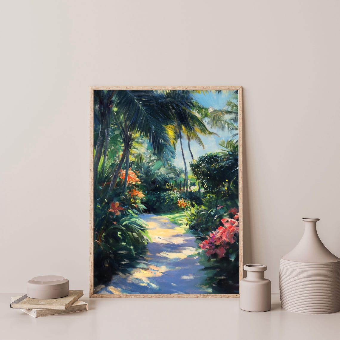 Tropical Jungle Path Palm Trees Lush Garden Sunlight Travel Poster - Image 3