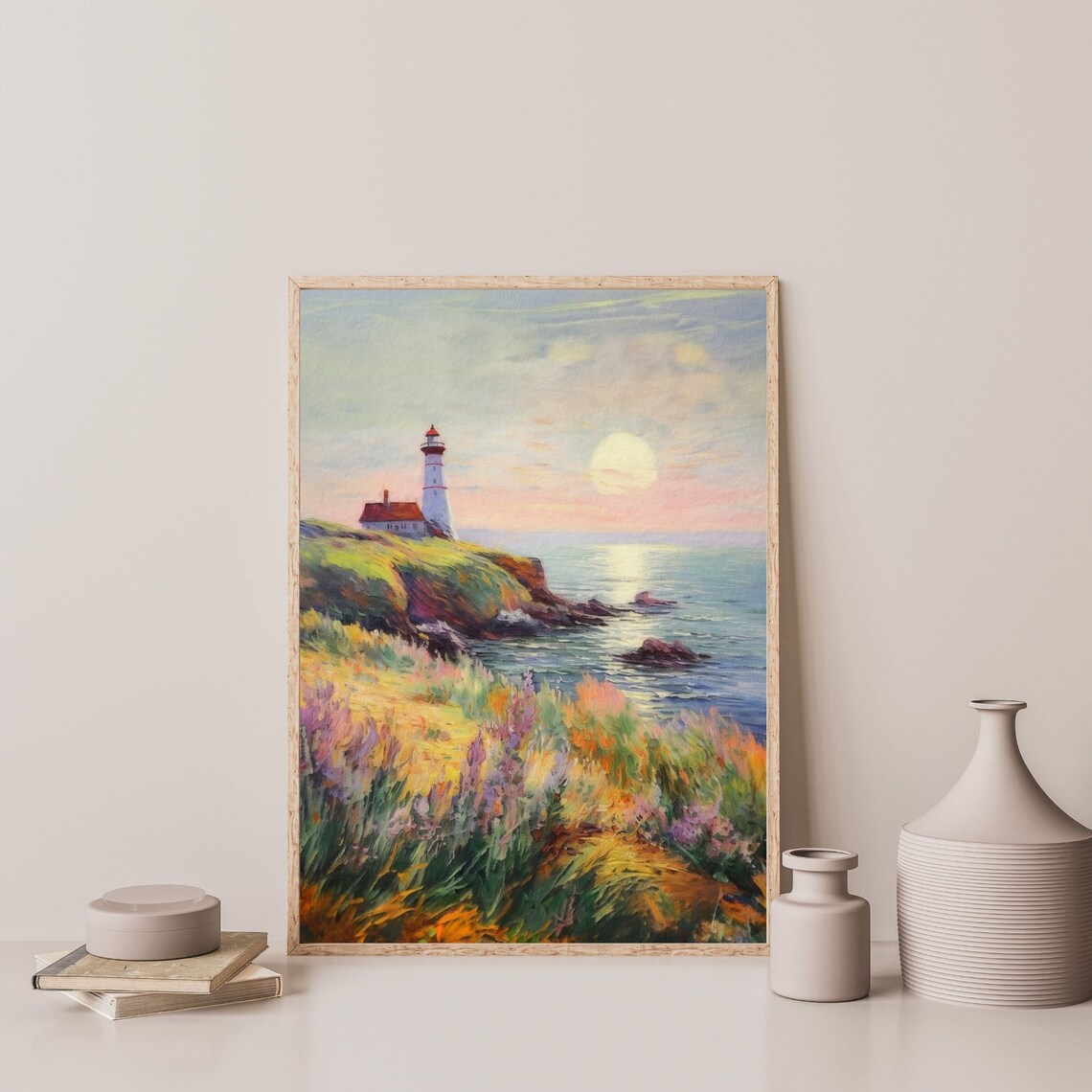 Coastal Lighthouse Retro Seascape Vintage Art Print - Image 3