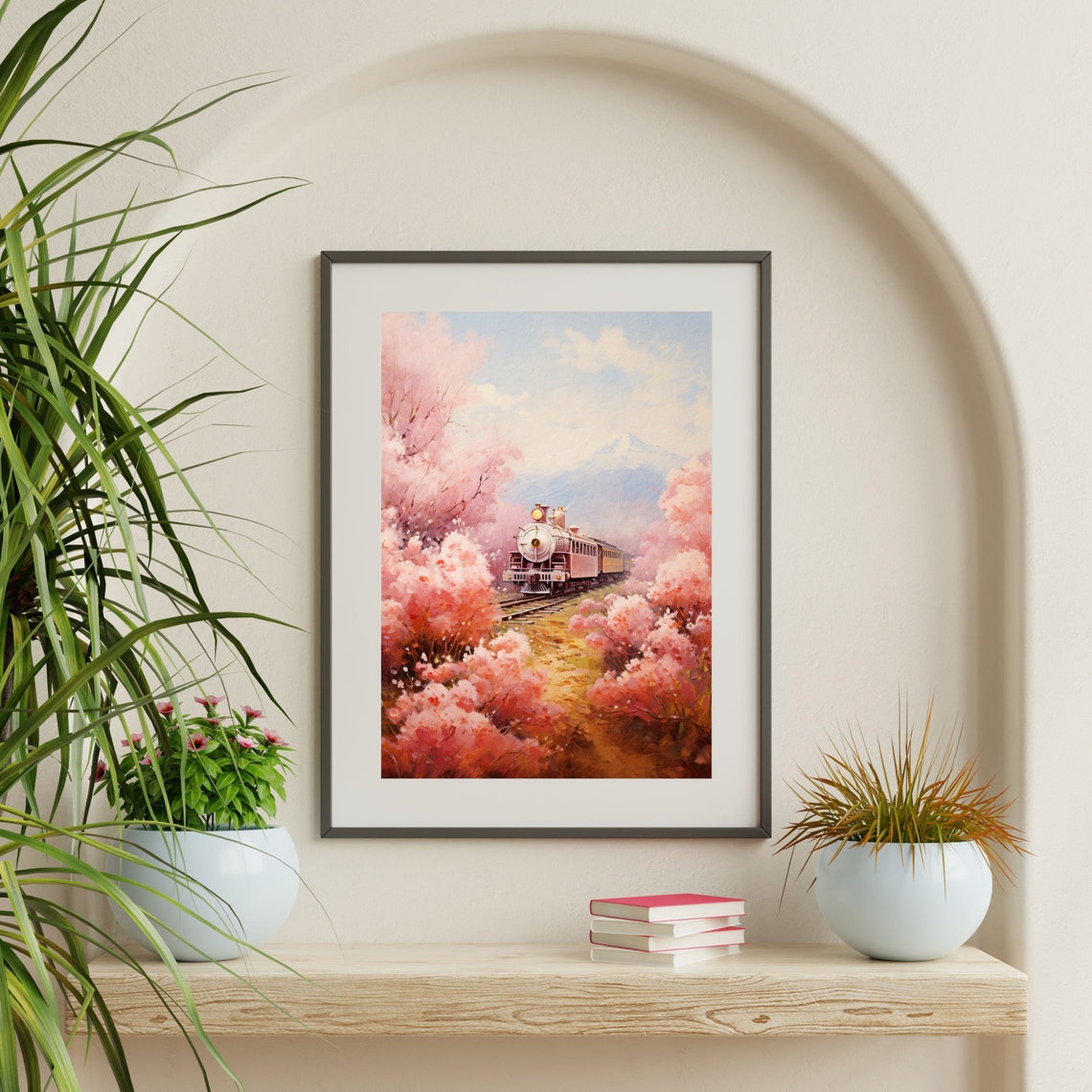 Spring Train Painting Retro Country Landscape Wall Art Vintage Aesthetic Print Minimal Rustic Decor P 603 - Image 2