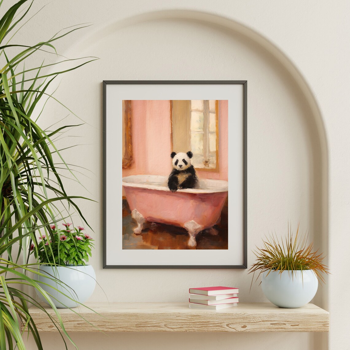 Panda Bathroom Retro Trendy Art Print, Vintage - Image 2