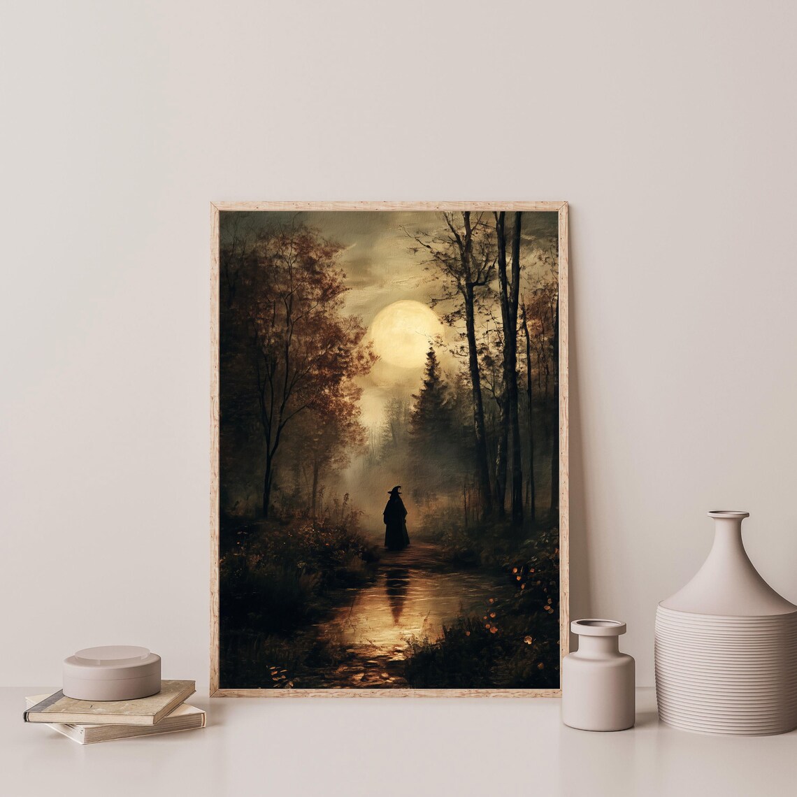 Moon and a Witch, Dark Academia Forest Art Print - Image 3