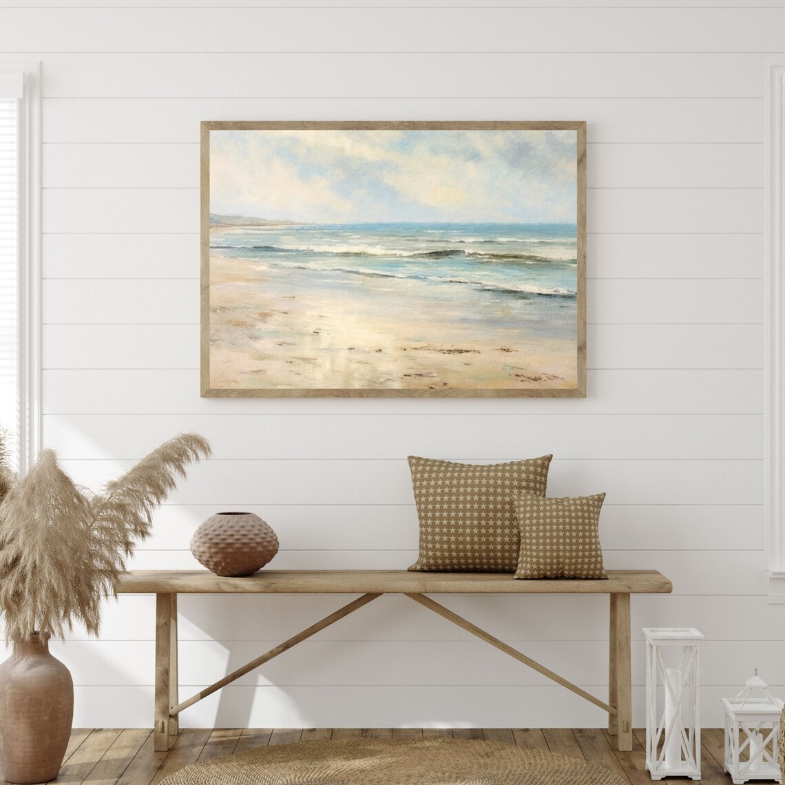 Muted Ocean Seascape, Retro Coastal Beach Art Print - Image 3