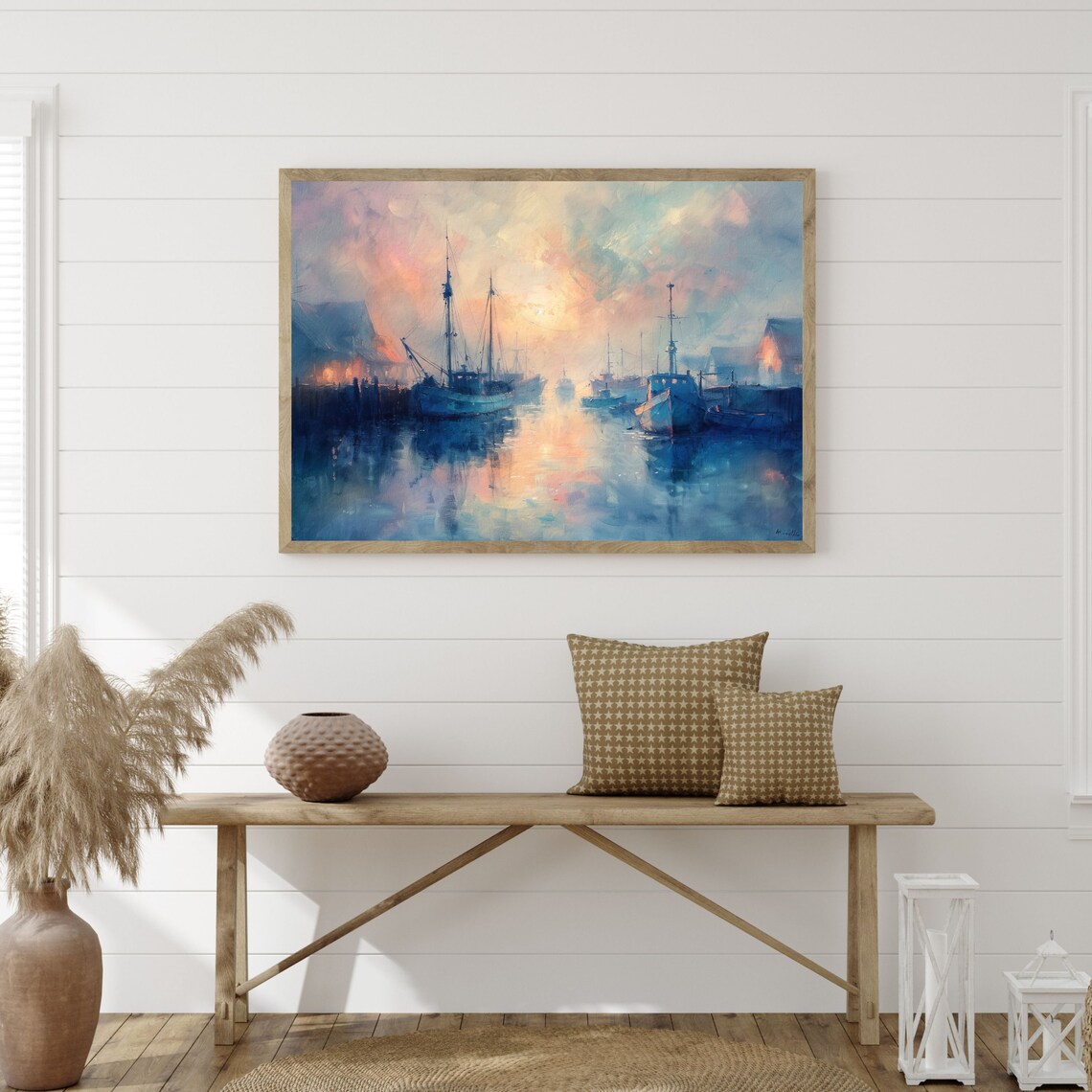 Retro Sailboats Painting Minimal Moody Vintage Wall Art Rustic Coastal Nautical Artwork Print Antique Landscape P 496 - Image 3