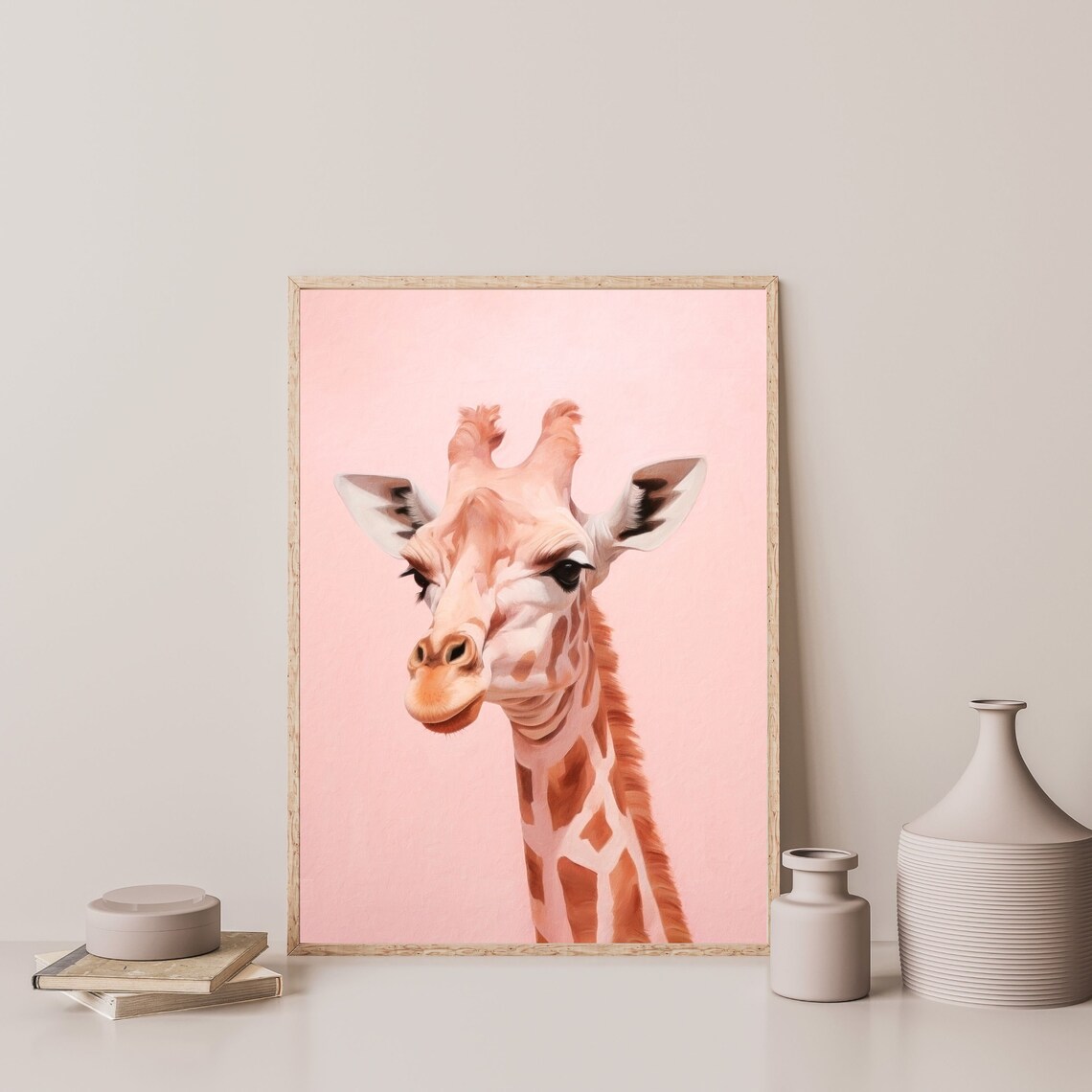 Pastel Giraffe Retro Preppy Animal Art Print - Image 3