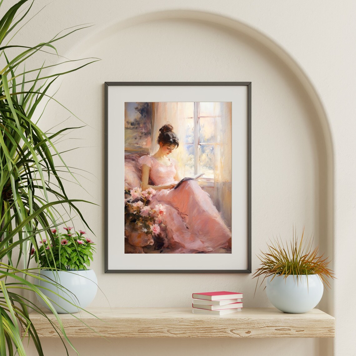 Reading Woman Retro Portrait Art Print, Vintage Style - Image 2
