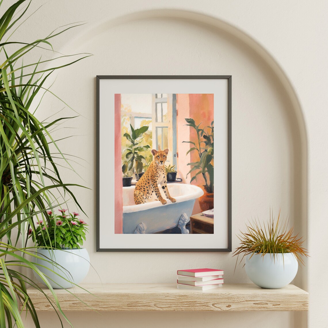 Cheetah Bathroom Retro Eclectic Wall Art Poster - Image 2