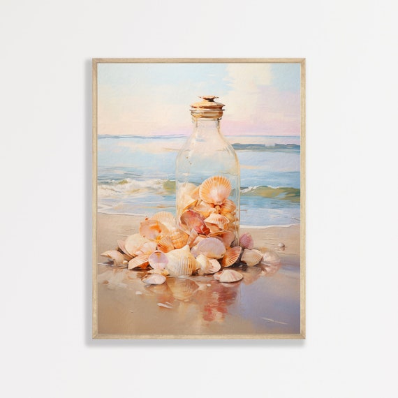 Beach Seashells Retro Coastal Vintage Art Print