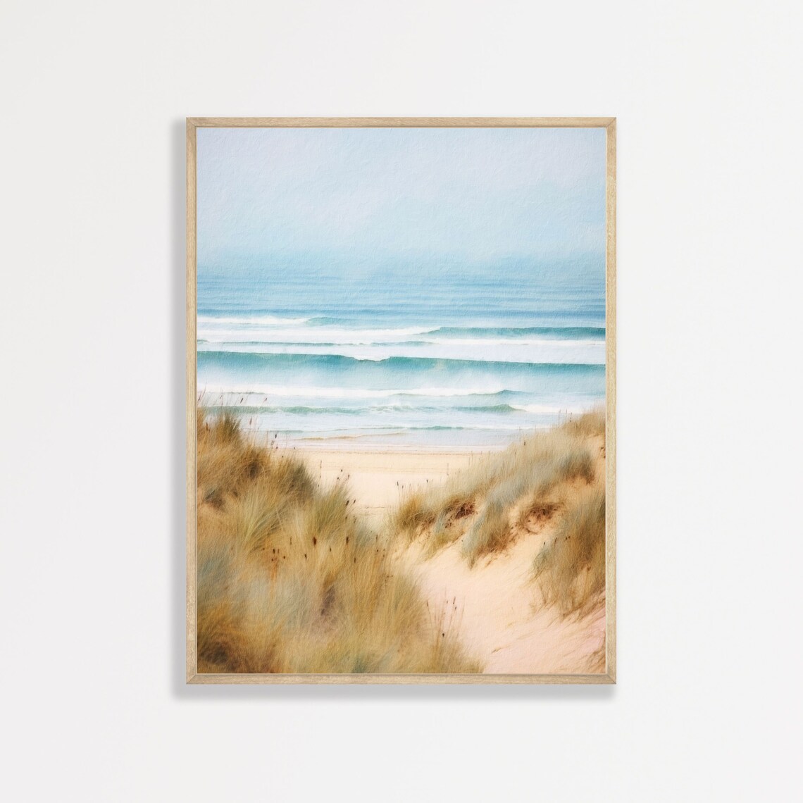 Muted Beach Dunes Retro Coastal Landscape Art Print