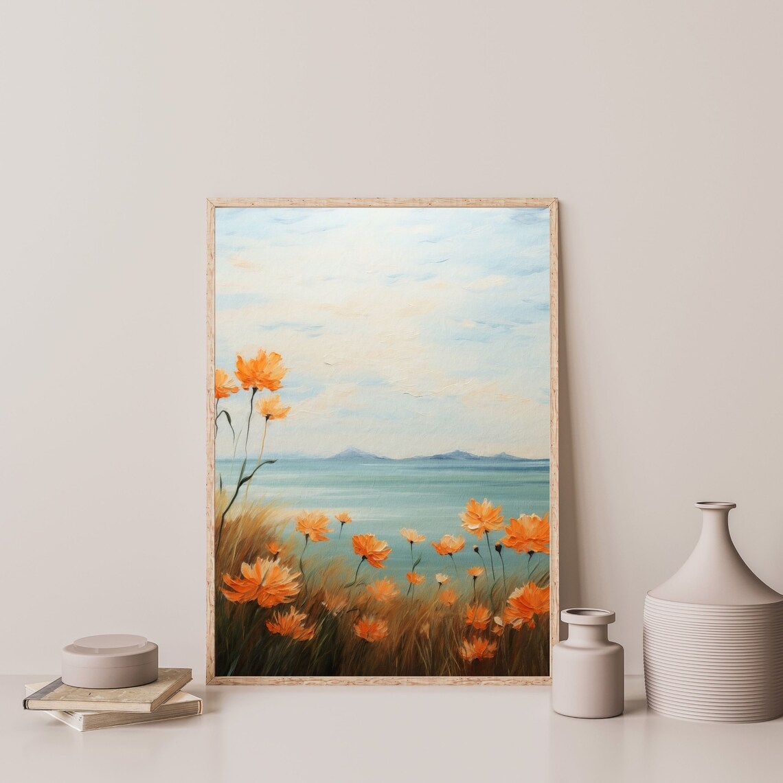 Flowers By The Sea Retro Floral Art Print, Vintage - Image 3