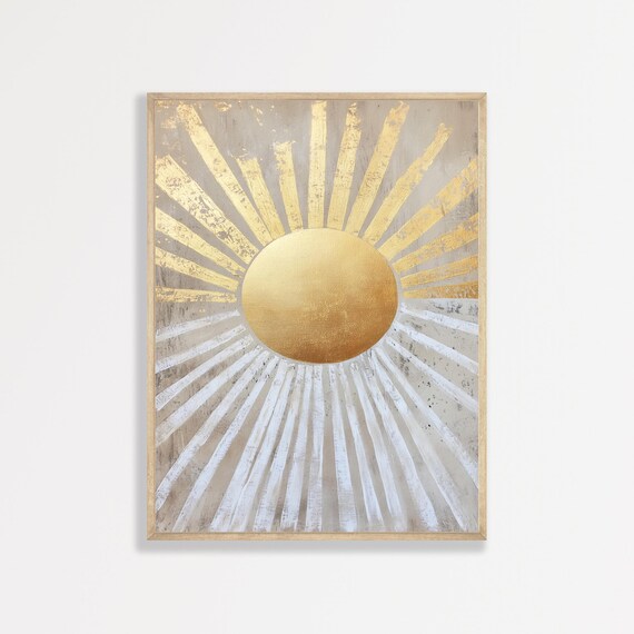 Boho Abstract Sun Print, Minimalist Neutral Art Print