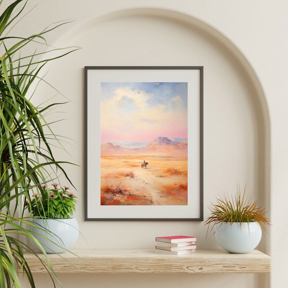 Desert Cowboy Retro Country Landscape Art Print - Image 2