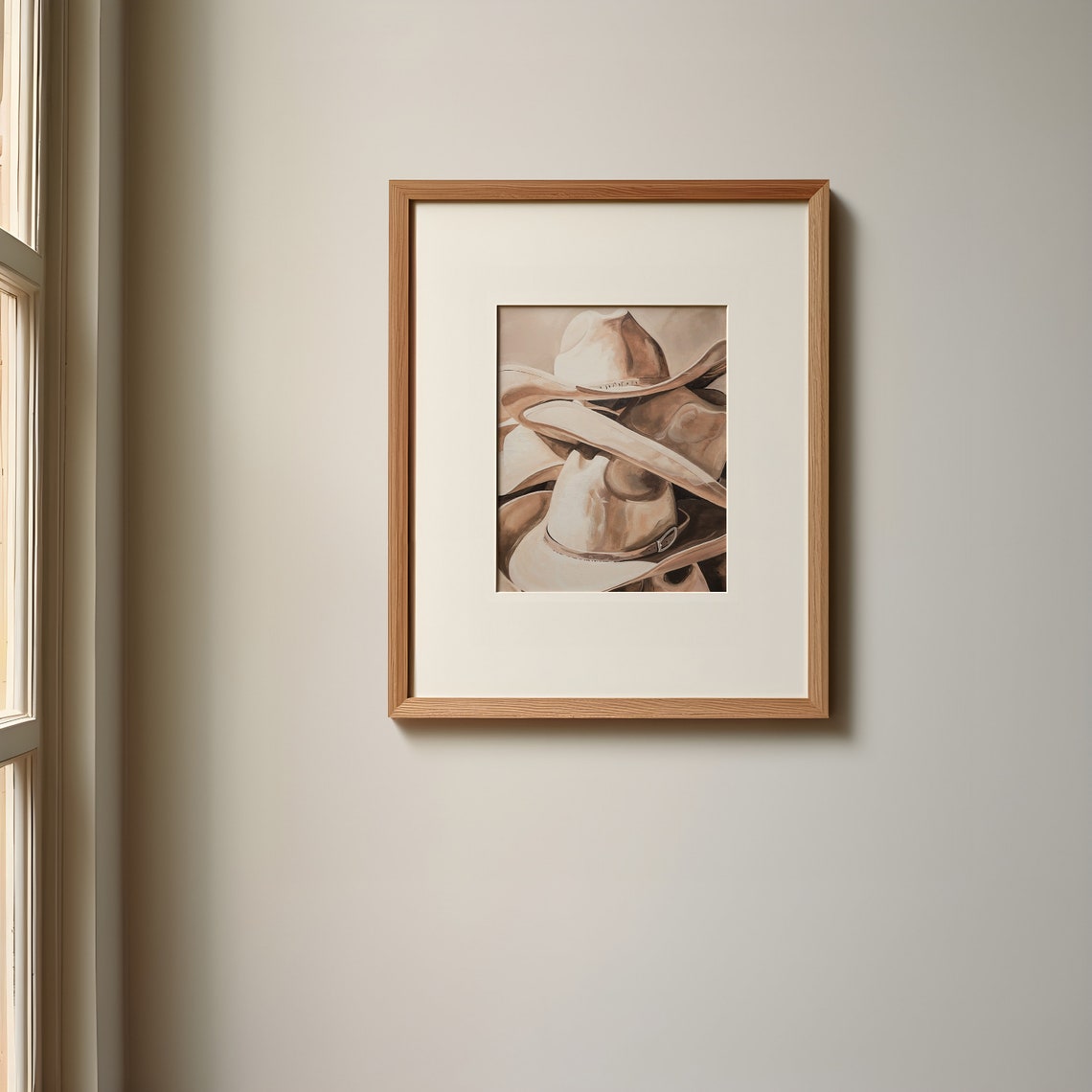 Stacked Cowboy Hats Sepia Neutral Western Ranch Decor Poster - Image 3